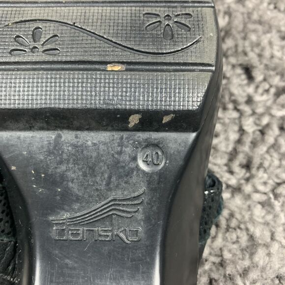 Dansko Jessie Sandals Black Leather Lizard Slip On Slide Heels Buckle EU 40 - Picture 8 of 8